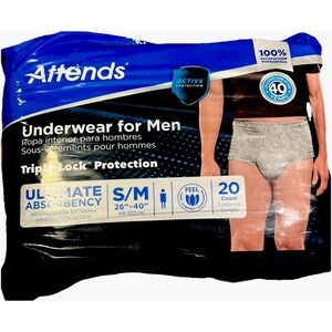 Attends for Men Disposable Male Pull On with Tear Away Seams Small/Medium20 Ct